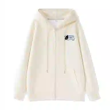 棉致 潮流个性活泼小猫涂鸦时尚百搭牛奶丝复合抗皱无性别主义宽松休闲长袖卫衣 女款