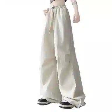 兰缪 高腰宽松女夏季薄款美式速干运动裤休闲直筒阔腿伞兵登山裤工装裤 女款