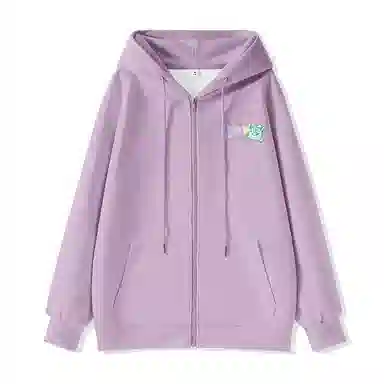 棉致 时尚百搭卡通涂鸦简约纯色牛奶丝复合抗皱连帽宽松休闲日常长袖卫衣 女款