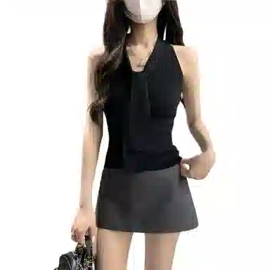 缪斯的诱惑 背心露背高级感无袖挂脖吊带 女款