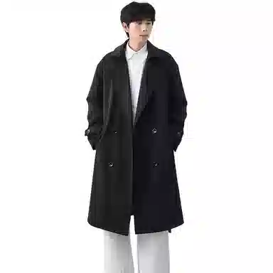 融合韩系与美式风格的纯色基础款宽松保暖百搭外套风衣 男女同款