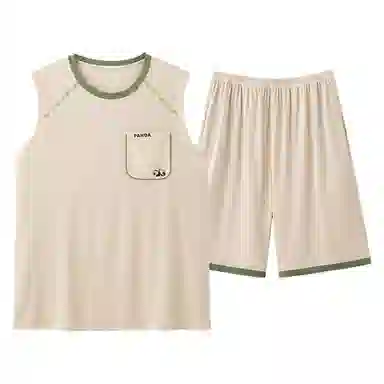夏芬妍 简约时尚柔软亲肤纯色圆领背心短裤家居服休闲可外穿夏睡衣套装 男款