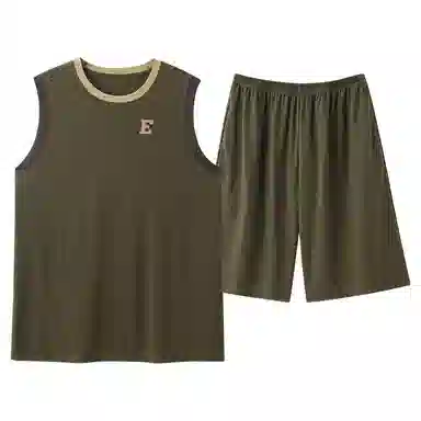 夏芬妍 简约时尚柔软亲肤纯色圆领背心短裤家居服休闲可外穿夏睡衣套装 男款