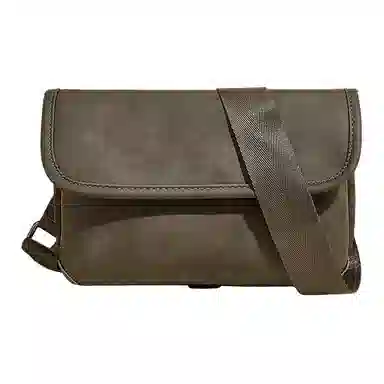 老人头 复古风经典时尚 合成革 斜挎包 男款 绿色