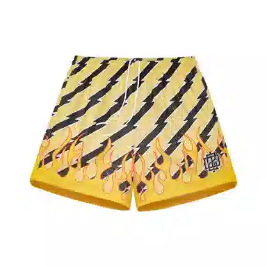 泡泡陷阱 美式短裤休闲宽松网眼透气高街个性潮流火焰印花运动锻炼跑步篮球裤 男女同款