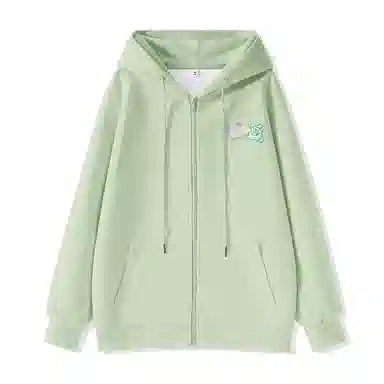 棉致 时尚百搭卡通涂鸦简约纯色牛奶丝复合抗皱连帽宽松休闲日常长袖卫衣 女款