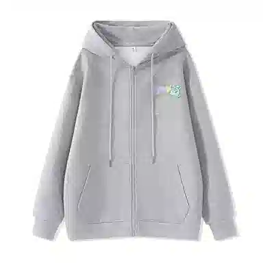 棉致 时尚百搭卡通涂鸦简约纯色牛奶丝复合抗皱连帽宽松休闲日常长袖卫衣 女款