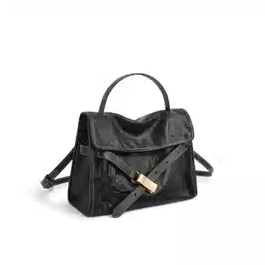 妙迪 通勤百搭凯莉包 牛皮 单肩斜挎手提包 常规 女款 子夜黑