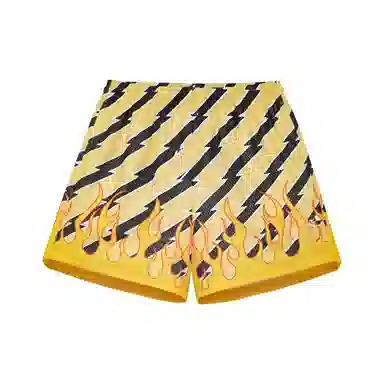 泡泡陷阱 美式短裤休闲宽松网眼透气高街个性潮流火焰印花运动锻炼跑步篮球裤 男女同款