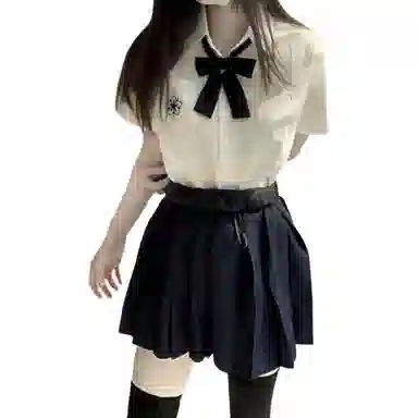 玉儿恋 日系学院风宽松百搭纯色百褶裙装套装 女款
