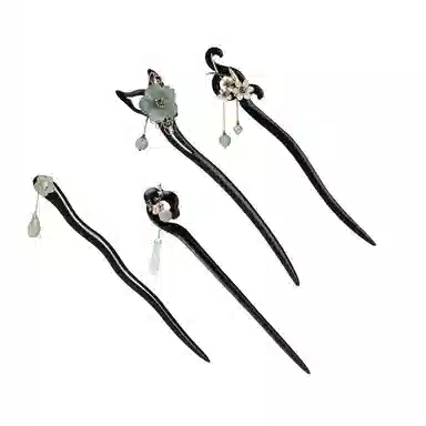 凤凰涅磐 新中式黑檀木国风木簪 步摇高级感簪子盘发 古风流苏木质发钗汉服旗袍 白玛瑙 石榴石 发簪 女款 其他木作 礼物 礼盒