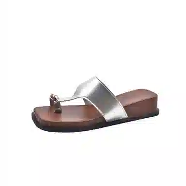 莫代尔 时尚法式配裙子外穿高跟 橡胶底 防臭防磨人字拖鞋 女