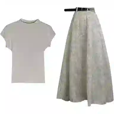 THREE Floral High Waist A-Line Skirt Set