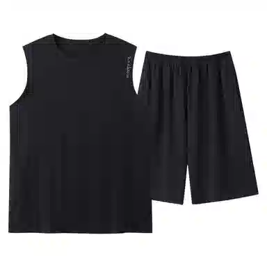 夏芬妍 简约时尚柔软亲肤纯色圆领背心短裤家居服休闲可外穿夏睡衣套装 男款