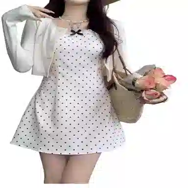 玉儿恋 法式甜美风小飞袖碎花小个子蝴蝶结收腰在逃公主裙装套装 女款