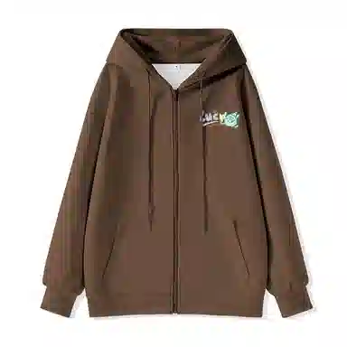 棉致 时尚百搭卡通涂鸦简约纯色牛奶丝复合抗皱连帽宽松休闲日常长袖卫衣 女款