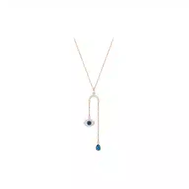 Swarovski Symbolic Evil Eye Necklace Rose Gold Blue