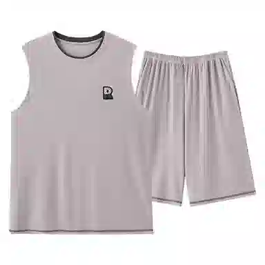 夏芬妍 简约时尚柔软亲肤纯色圆领背心短裤家居服休闲可外穿夏睡衣套装 男款