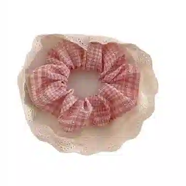 希铃 田园风小清新大肠方格百搭 棉麻 发圈 女款