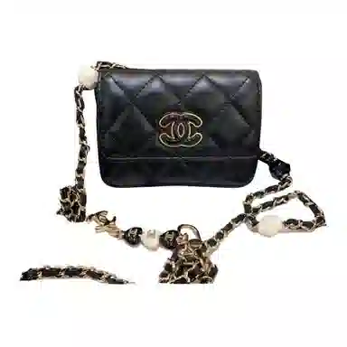 CHANEL 23P Classic Logo Lambskin Mini Bag Black