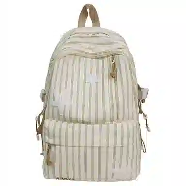 帕克熊 竖纹小星星开心日常上课背包愉快舒适大容量小清新学院风 尼龙 双肩包 常规 女款 多色