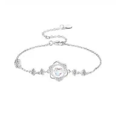 【S999足银纯银 在逃公主】 七七银饰 跳动的心 莫比乌斯环 小众轻奢简约百搭浪漫 灵动爱心花环手饰 学生 琉璃 手链 女款