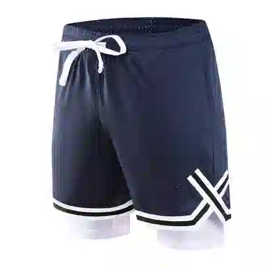 特色玫瑰蛇纹拼花透气速干凉感宽松篮球训练五分假两件裤运动短裤 男女同款