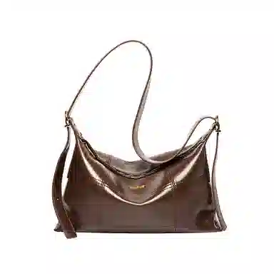 纳兰杜 时尚休闲通勤托特包百搭包包女 牛皮 斜挎包单肩包 大号 女款 咖色/子夜黑