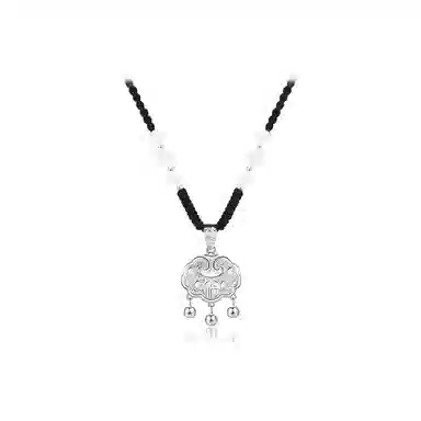 色菲尔 平安扣新中式平安锁长命锁 菩提根 项链 男女同款情侣款