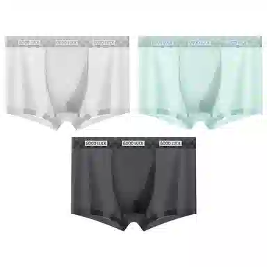 贴身领域 冰丝四角裤抗菌纯色简约中腰内裤 男款