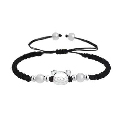 【S999银小熊】 色菲尔 韩式甜美可爱小众卡通设计 在逃公主好运日常通勤百搭手链 织物 手绳 男女同款情侣款