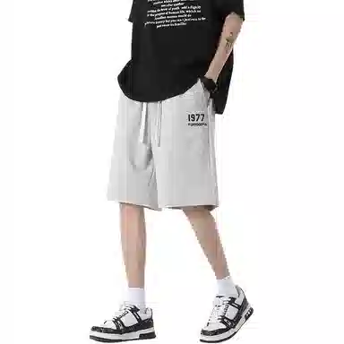 羽浅 夏季透气时尚印花五分裤篮球运动中裤潮流百搭宽松直筒休闲短裤 男款