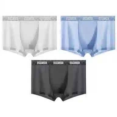 贴身领域 冰丝四角裤抗菌纯色简约中腰内裤 男款