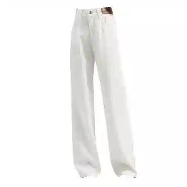 兰缪 阔腿休闲裤高腰宽松拖地牛仔裤 女款