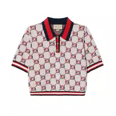 Gucci SS23 Logo Jacquard Polo Red