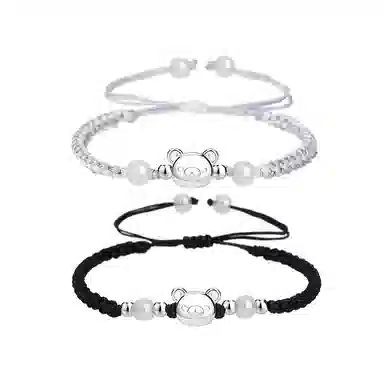 【S999银小熊】 色菲尔 韩式甜美可爱小众卡通设计 在逃公主好运日常通勤百搭手链 织物 手绳 男女同款情侣款