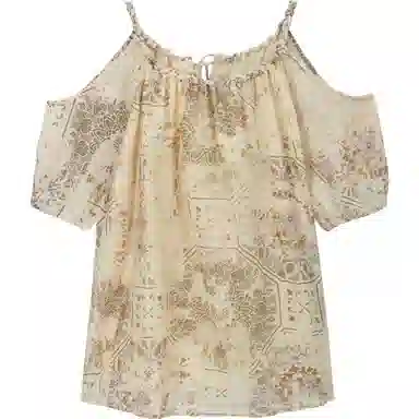 谜秀 波西米亚印花挖肩短裤休闲套装 女款