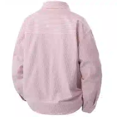 王者荣耀 经典翻领条纹长袖小众休闲简约设计字母印花美式街头复古潮流时尚通勤日常百搭宽松舒适慵懒氛围感无性别主义学院风衬衫 男女同款