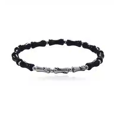 【999足银 I 节节高升】 永恒旋律 学业顺利  新中式国风竹节小众设计高级感手饰男生 大气时尚招财百搭好运 黑曜石 手串 男女同款情侣款