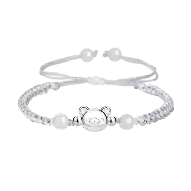 【S999银小熊】 色菲尔 韩式甜美可爱小众卡通设计 在逃公主好运日常通勤百搭手链 织物 手绳 男女同款情侣款