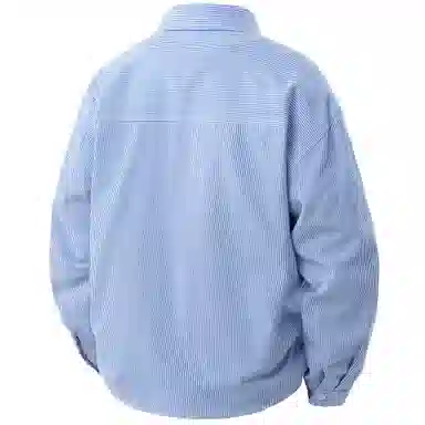 王者荣耀 经典翻领条纹长袖小众休闲简约设计字母印花美式街头复古潮流时尚通勤日常百搭宽松舒适慵懒氛围感无性别主义学院风衬衫 男女同款