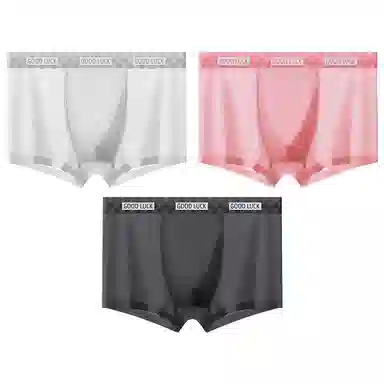 贴身领域 冰丝四角裤抗菌纯色简约中腰内裤 男款