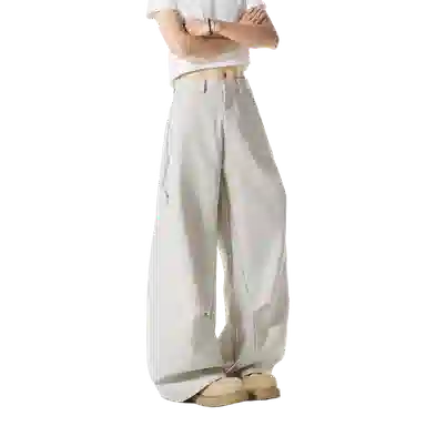 佑麟 纯色垂感褶皱西裤夏美式高级感复古潮牌宽松运动裤西装裤 男女同款