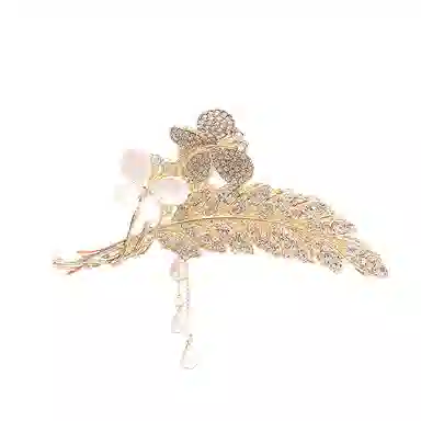 建禄 高级感闪钻麦穗蝴蝶流苏简约抓夹小清新小众设计优雅气质通勤百搭#好运 合金 发夹 女款