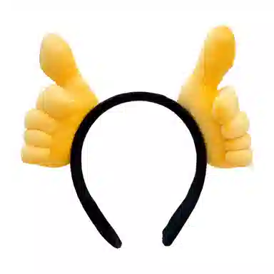 欧洛伊 搞怪大拇指胜利比心手势毛绒布艺搞笑头饰 聚会装饰头箍