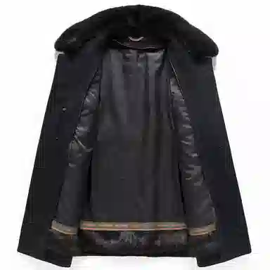 Pierre Cardin Mink Collar Wool Blend Coat