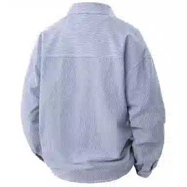 王者荣耀 经典翻领条纹长袖小众休闲简约设计字母印花美式街头复古潮流时尚通勤日常百搭宽松舒适慵懒氛围感无性别主义学院风衬衫 男女同款