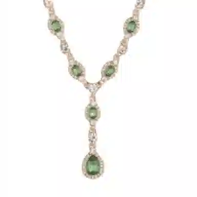 纪梵希 花样雕刻#好运 玻璃水晶 项链 男女同款情侣款 金色