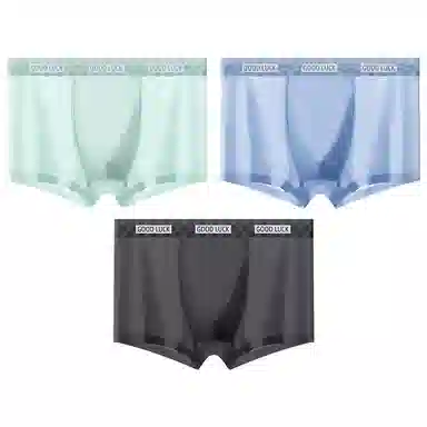 贴身领域 冰丝四角裤抗菌纯色简约中腰内裤 男款