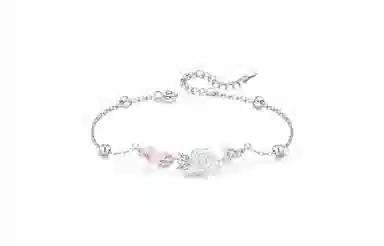 牧言 白山茶与蝴蝶套装 甜美气质森系小众浪漫高级感 立体极光花朵蝴蝶闪耀水滴微笑弧度圆珠#好运 合金 项链 女款